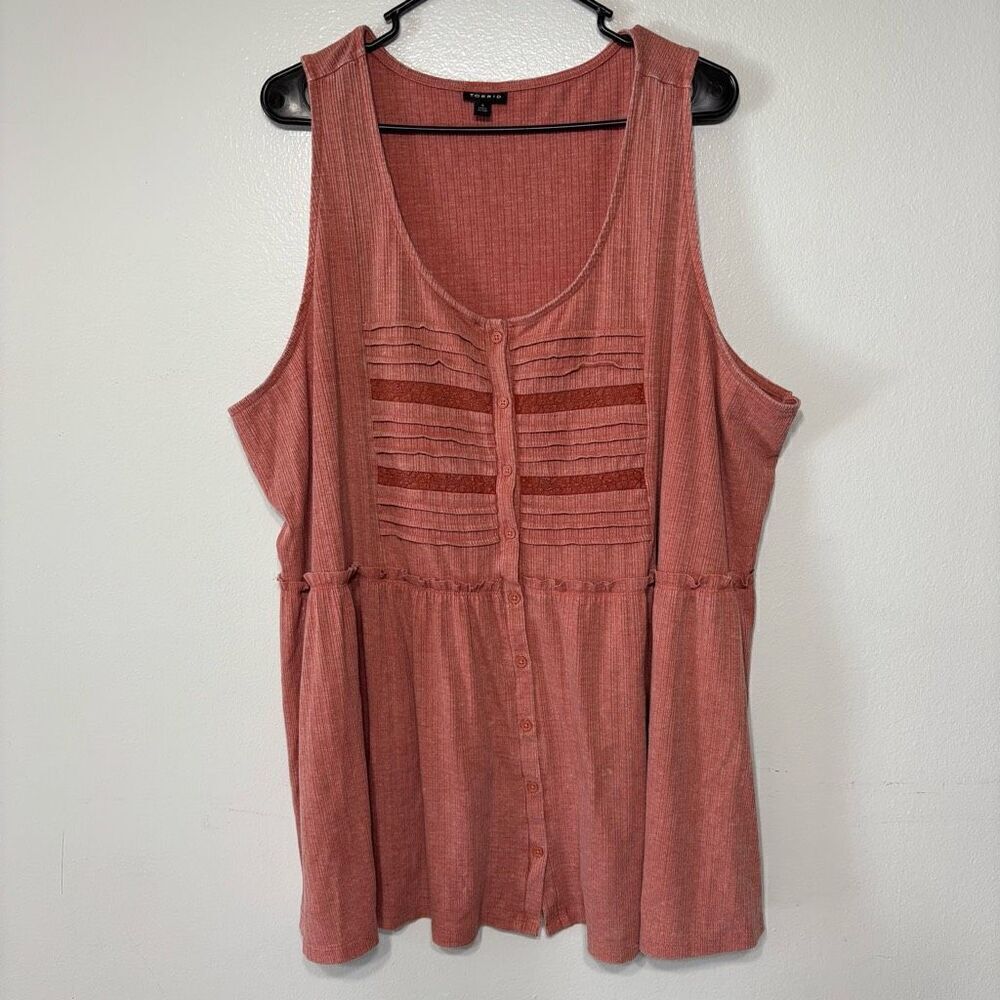 Torrid Pink Flowy Button Up Stretchy Baby Doll Tank Top
